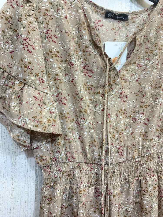 NWT PRETTYGARDEN Dresses and Skirts Size M APRICOT Polyester Blend Floral Dress