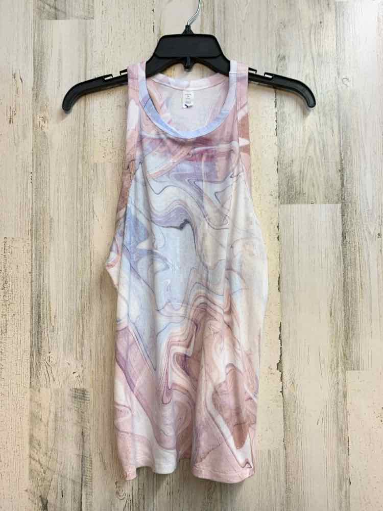ULTRALITE Tops Size M PINK/LT BLUE MARBLIZED TANK TOP TOP