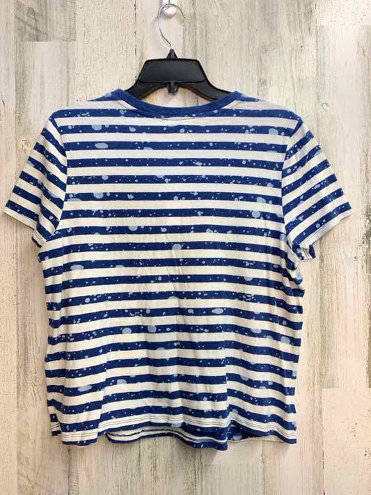 NWT STYLE & CO Tops Size L BLU/WHT Stripe SHORT SLEEVES TOP