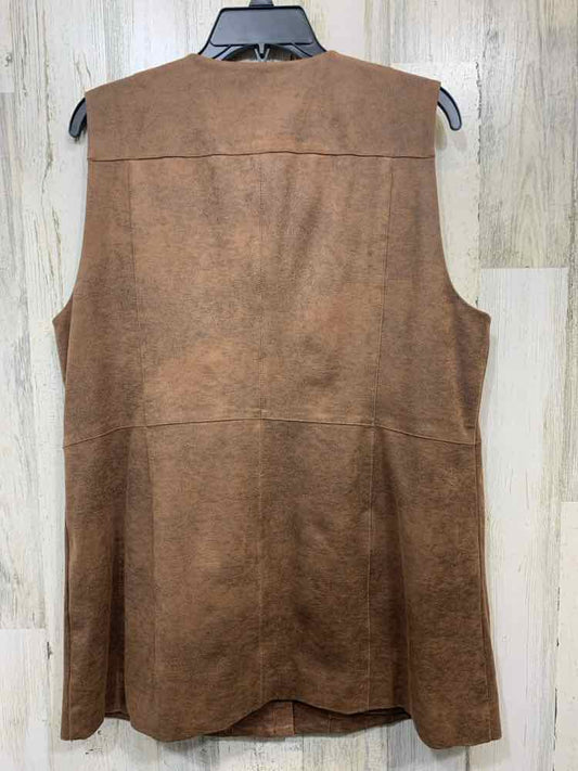 NWT CHICO Tops Size 2 CAMEL COLOR LONG FAUX LEATHER VEST