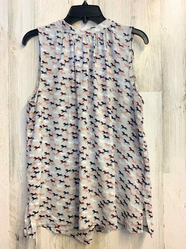 PRE-OWNED LOFT Tops Size L Gray HORSES SLEEVELESS TOP