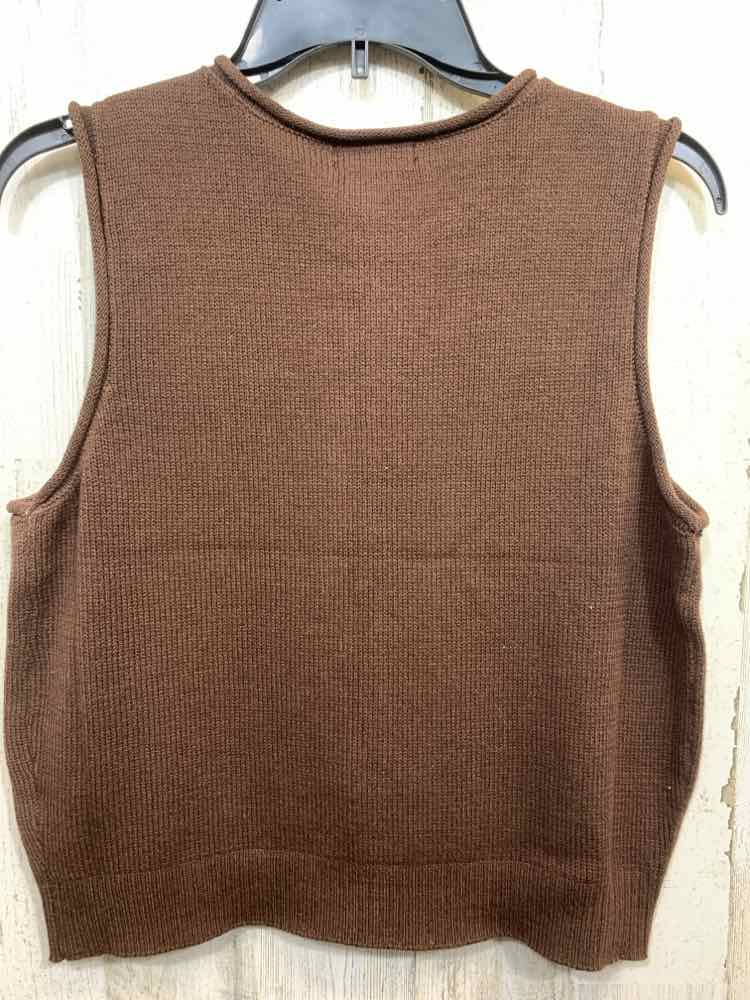 NWT THE WORKSHOP Size L Tops Brown BUTTON UP SWEATER VEST