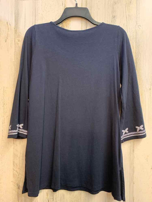 J JILL Tops Size S NAVY/WHT 3/4 LENGTH TOP