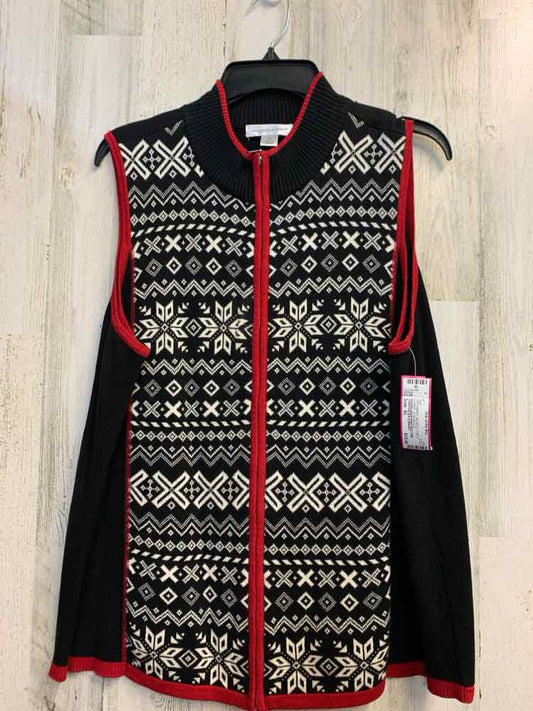 PRE-OWNED CHRISTOPHER & BANKS JACKETS / COATS Size XL BLK/WHT SLEEVELESS Vest