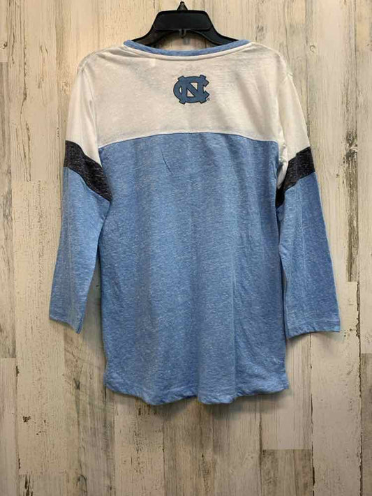 NWT THREE SQUARE Tops Size L LT BLUE/WHT 3/4 LENGTH TOP