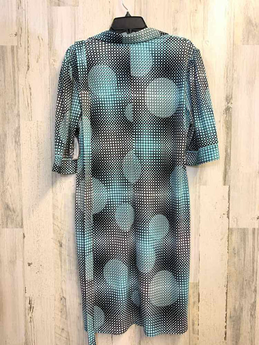 PRE-OWNED DRESS BARN Dresses and Skirts Size 12 Aqua/Black CIRCLES Dress