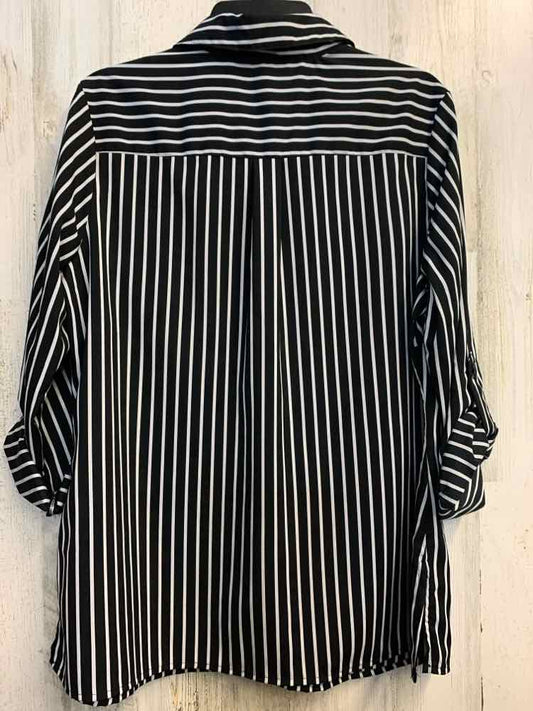 PRE-OWNED NOTATIONS PLUS SIZES Size 1X BLK/WHT Stripe LONG SLEEVES TOP