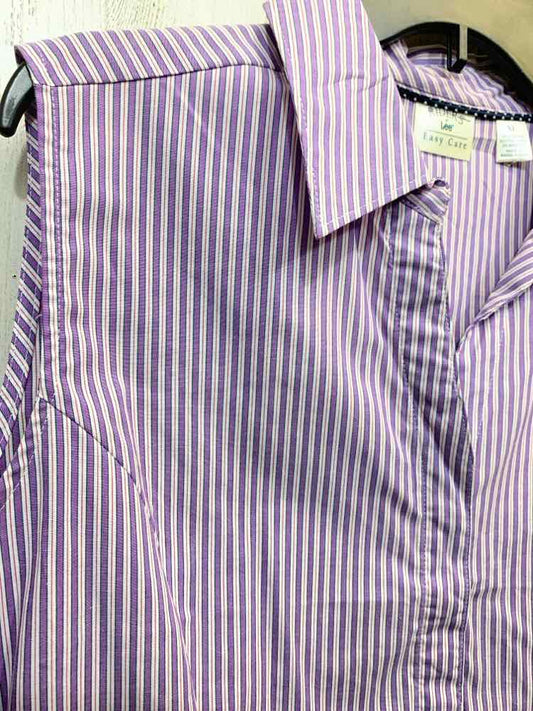 PRE-OWNED LEE Tops Size XL LAVENDER/PINK/WHITE VERTICAL STRIPES SLEEVELESS Shirt