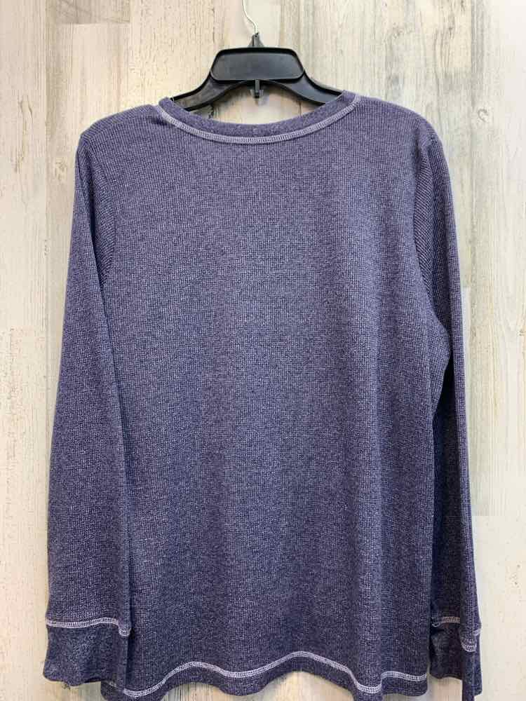LIZ WEAR Tops Size XL HEATHER BLUE WAFFLE KNIT LONGSLEEVE TOP