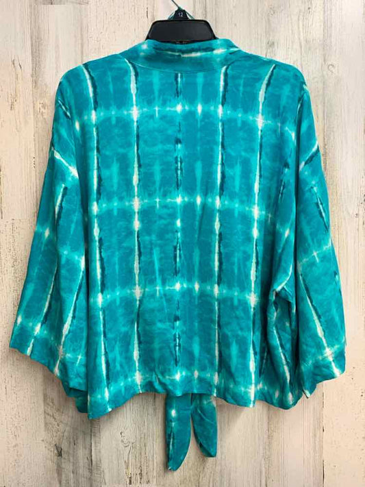 NWT INC Tops Size XL BLU/AQUA TIE DYE SHORT SLEEVES TOP