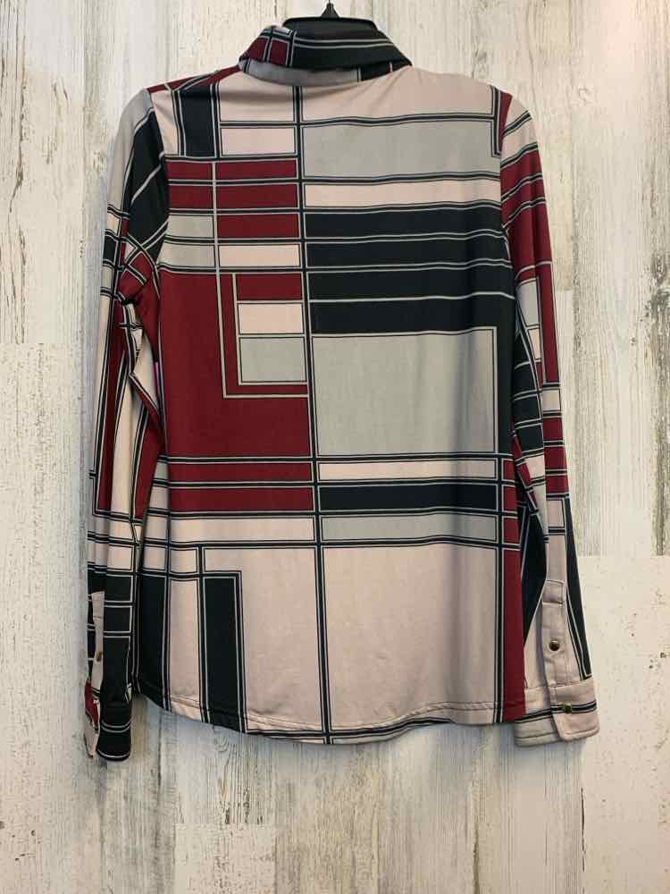 MAXSPORT Tops Size L WINE/TAN/BLK SQUARE LONG SLEEVES Shirt