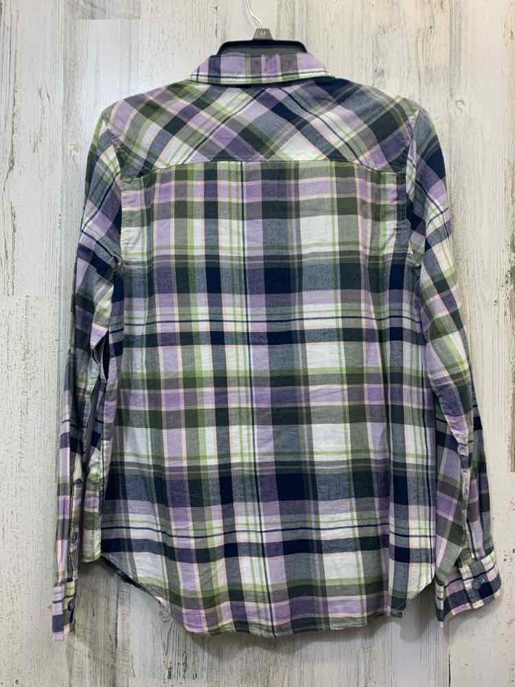 SONOMA Tops Size L NAVY/WHT/PUR Plaid LONG SLEEVES Shirt