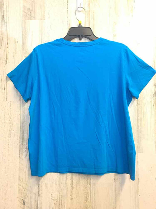 LANDS END Tops Size LP CERLEAN BLUE SHORT SLEEVES TOP