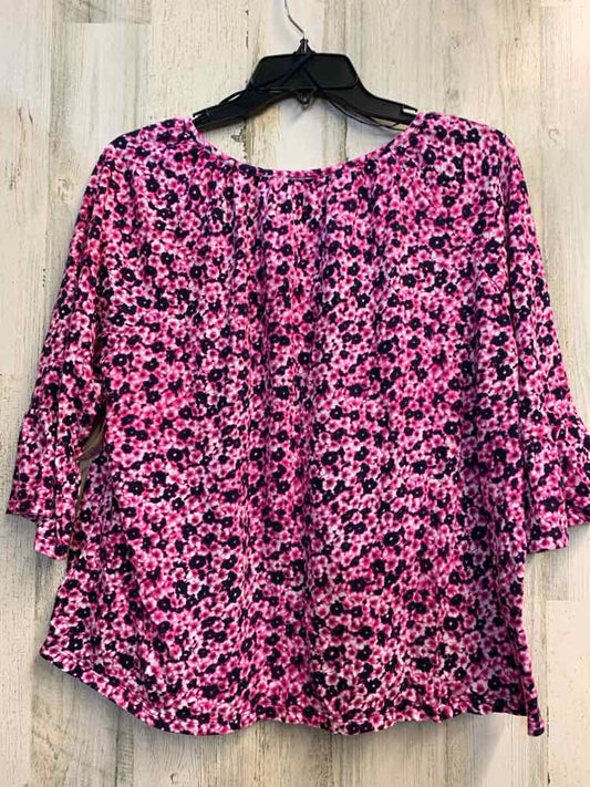 MICHAEL KORS Tops Size XL HT PINK/NAVY/WHT Floral 3/4 LENGTH TOP