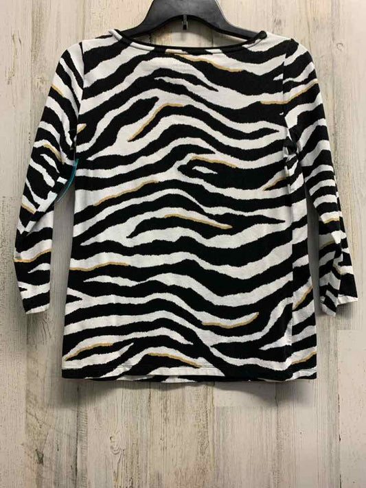 PRE-OWNED TALBOTS Tops Size XS BLACK/WHITE/TAN ZEBRA 3/4 LENGTH TOP/3/4 LENGTH T