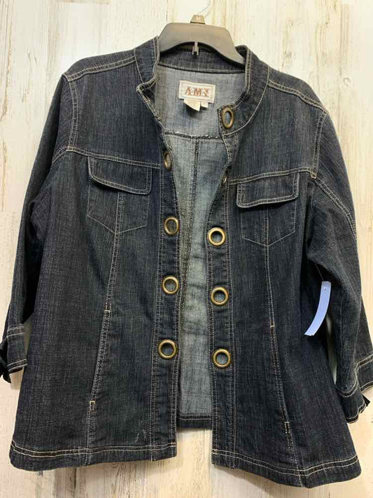 PRE-OWNED AMX JACKETS / COATS Size 1X Denim DENIM JEAN JACKET Jacket/DARK WASH D