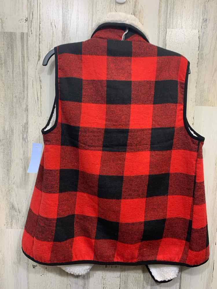 NWT MUDPIE Tops Size One Size RED/BLACK/WHITE Plaid VEST Vest/OPEN FRONT RIDLEY