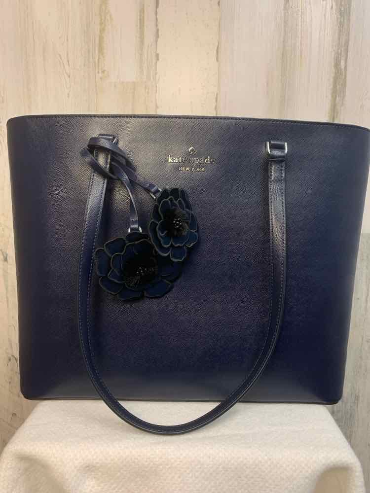 KATE SPADE Designer Handbags Navy/FLOWER TASSELS/BACK POCKER LGE TOTE