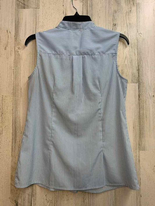 NOTATIONS Tops Size M LT BLU/WHT Stripe SLEEVELESS Shirt