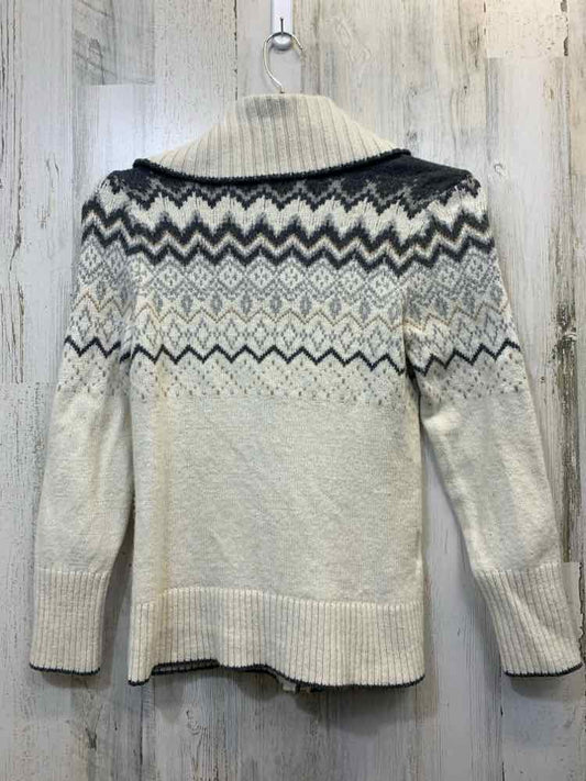 PRE-OWNED EDDIE BAUER Tops Size XS CREAM/GRAY/TAN ZIG ZAG SWEATER Sweater/LONG S