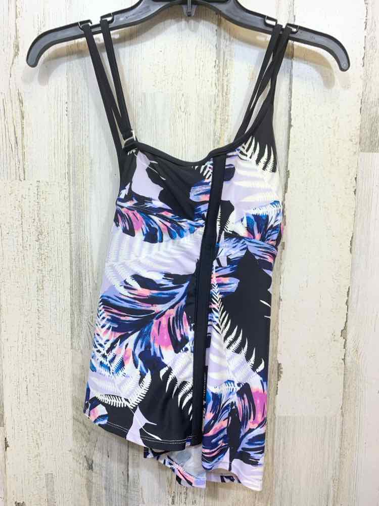 PRE-OWNED ZELOS Swimwear Size M BLACK/NAVY/PINK/WHITE TROPICAL TOP Swimsuit/TROP