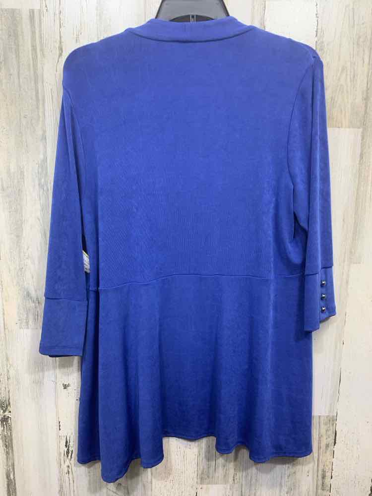 PRE-OWNED CHICOS PLATINUM PLUS SIZES Size 3/ XL Blue Solid CARDIGAN Cardigan/BLU