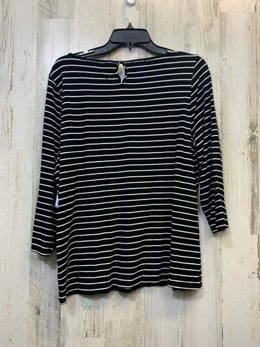 PRE-OWNED TALBOTS Tops Size XL BLK/WHT Stripe 3/4 SLEEVE /SCOOP NECKLINE/TOP