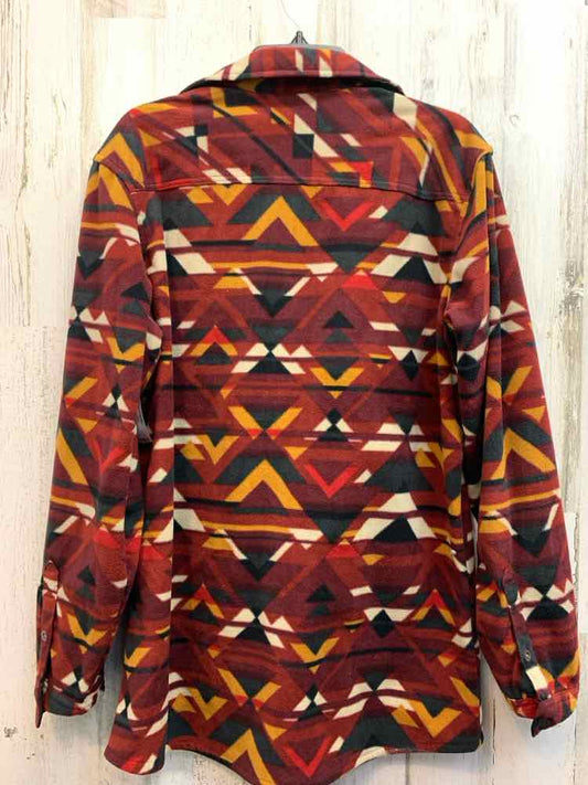 EDDIE BAUER JACKETS / COATS Size TM WINE/YEL/RED/GRAY Fleece SOUTHWESTERN Jacket