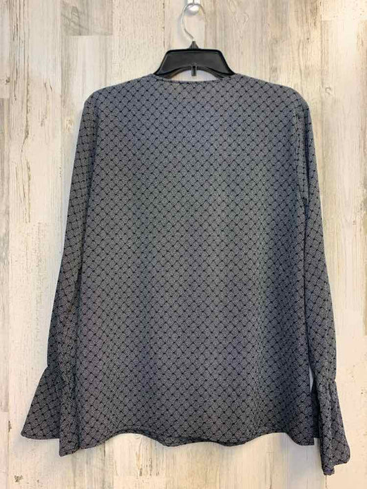 MICHAEL KORS Tops Size L BLACK/GRAY LATTICE LONG SLEEVES TOP