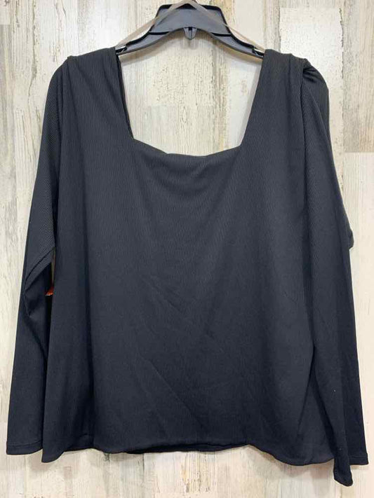 NWT AND NOW THIS Tops Size 3X Black SQUARE COLLAR Blouse/LONG SLEEVE