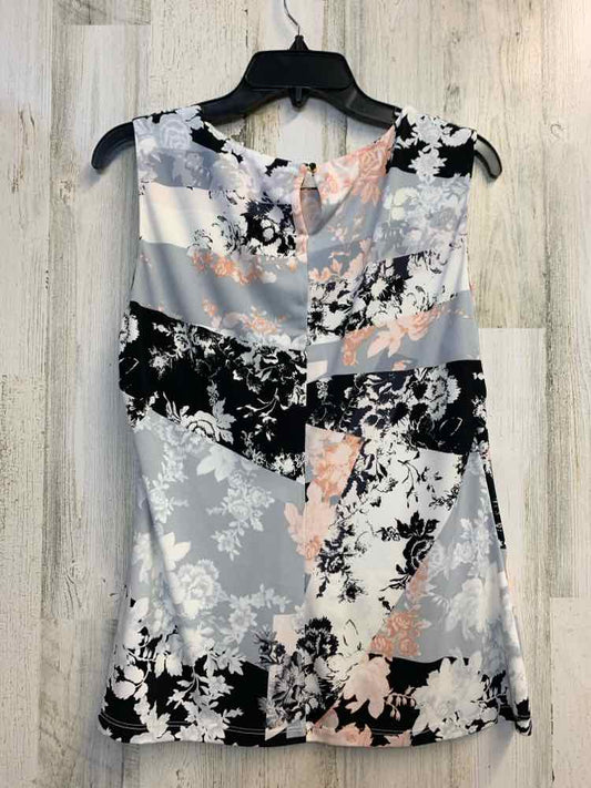 CALVIN KLEIN Tops Size L GRAY/PEACH/BLK/WHT Floral SLEEVELESS TOP