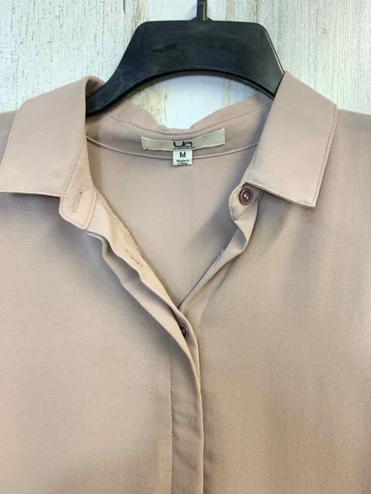 YA Tops Size M Tan SHEER SLEEVELESS Shirt