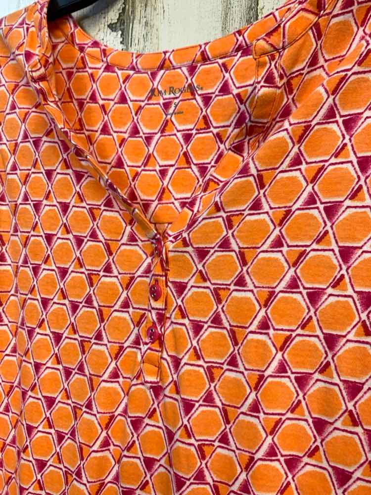 PRE-OWNED KIM ROGERS Tops Size S ORNG/PNK HEXAGON SLEEVELESS TOP