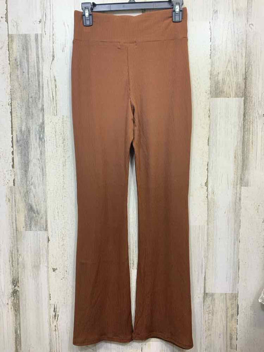 NWT Size M PLANET GOLD BOTTOMS Brown RIBBED FLARE LEG Pants