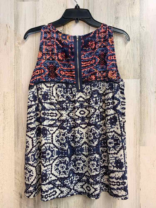 DESIGN RECIPE Tops Size L NAVY/WHT/PINK BATIK SLEEVELESS TOP