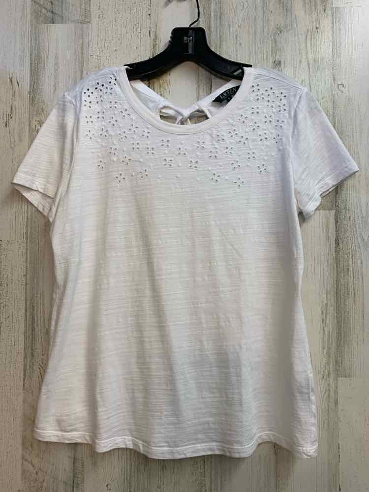 LAUREN RALPH LAUREN Tops Size M White Eyelet SHORT SLEEVES TOP