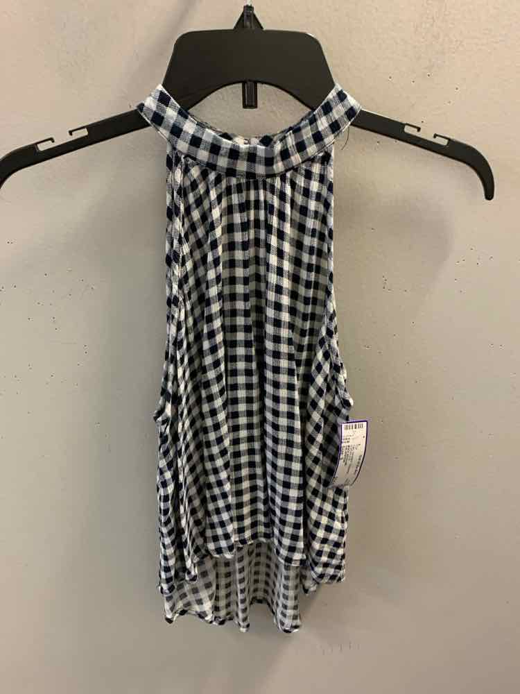 XHILARATION Tops Size S NVY/WHT Checkered SLEEVELESS TOP