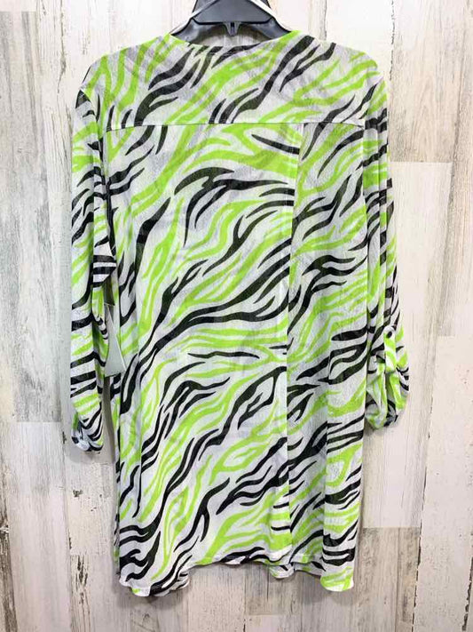 PRE-OWNED MULTIPLES/LIGHTWEIGHT GOING GREEN SHEER OPEN FRONT 3/4 SLEEVE CARDIGAN