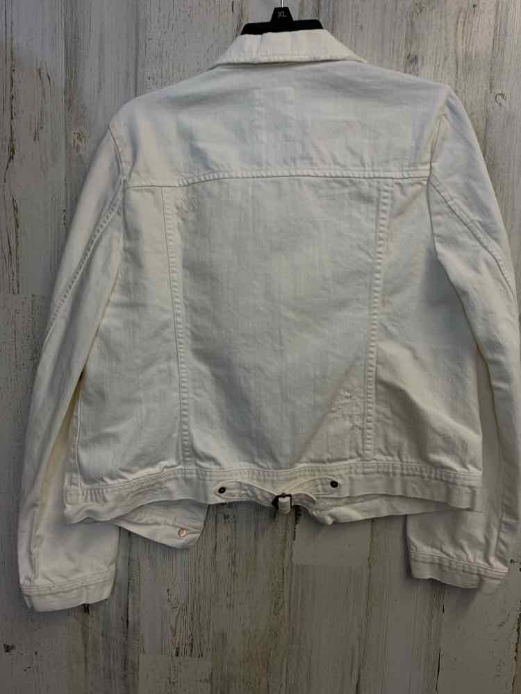 PRE-OWNED J CREW JACKETS / COATS Size M Cream Denim LONG SLEEVES Jacket/DISTRESS