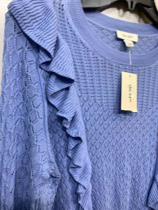 NWT ON 34TH/OPEN-KNIT CASCADING RUFFLE TRIM SWEATER