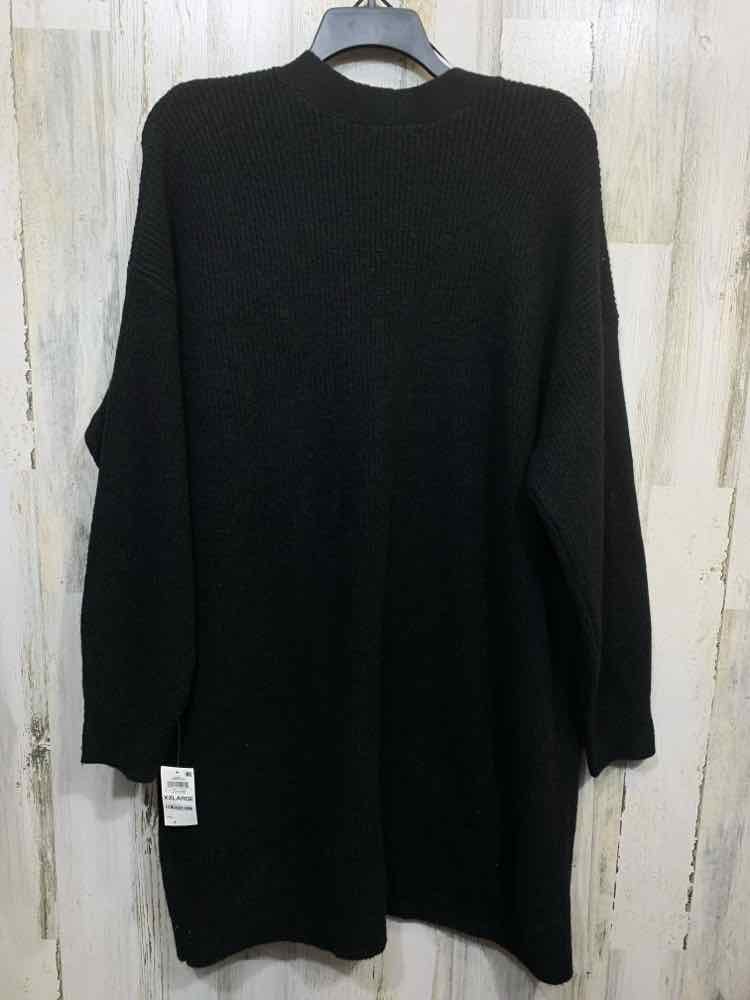 NWT ON 34TH Size XXL Tops Black RIB KNIT LONG SLEEVES OPEN DRAPE LONG Cardigan