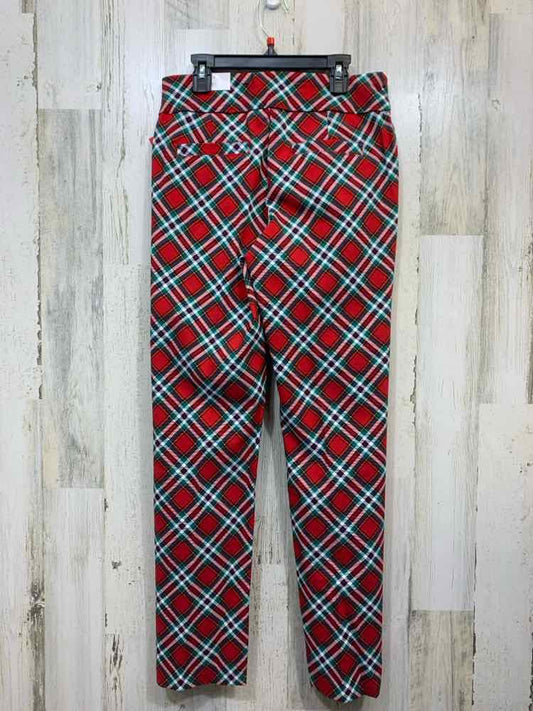 NWT Size 6P KIM ROGERS BOTTOMS RED/WHT/GRN Plaid TAPERED Pants