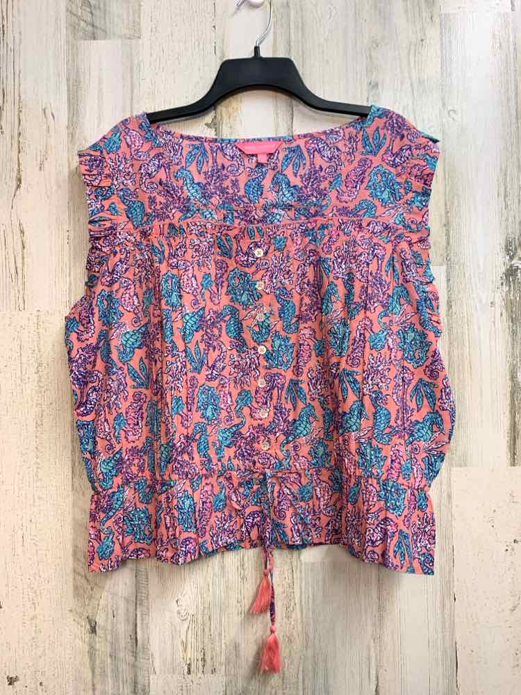 NWT SIMPLY SOUTHERN Tops Size XXL PINK/BLU/AQUA SEAHORSES SLEEVELESS TOP