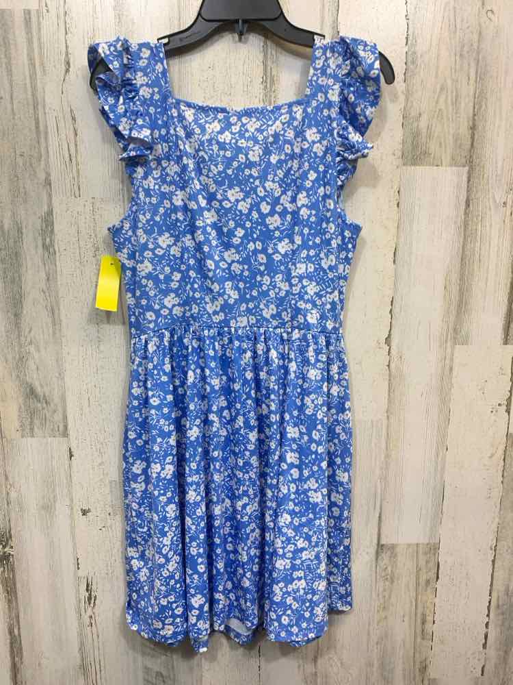 PRE-OWNED LOENES Dresses and Skirts Size L BLUE/WHITE Floral SUNDRESS Dress/BLUE