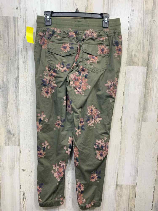 PRE-OWNED Size S SONOMA BOTTOMS OLIVE GREEN Floral CARGO Pants