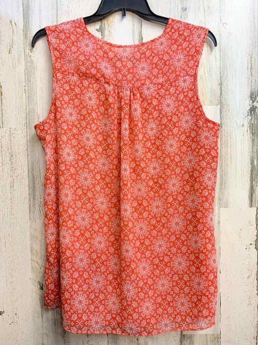 PRE-OWNED CRISTINA B Tops Size XL Orange PATTERN SLEEVELESS TOP