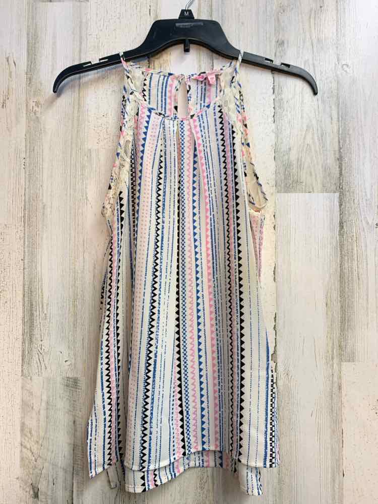 PRE-OWNED CANDIE'S Tops Size M WHT/BLK/PNK TRIANGLE HALTER TOP