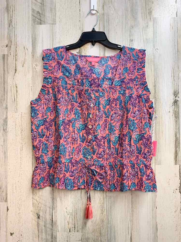 NWT SIMPLY SOUTHERN Tops Size XL PINK/BLU/AQUA SEAHORSES SLEEVELESS TOP