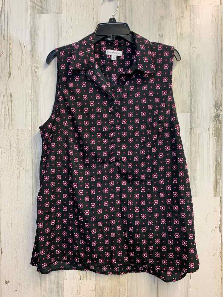 PRE-OWNED KIM ROGERS Tops Size XL black/pink DIAMOND SLEEVELESS TOP/BLACK SLEEVE
