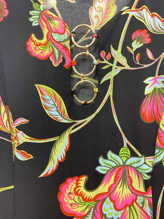 PRE-OWNED MSK Dresses and Skirts Size L BLK/GRN/PINK MAXI Dress/SLEEVELESS W/ GO